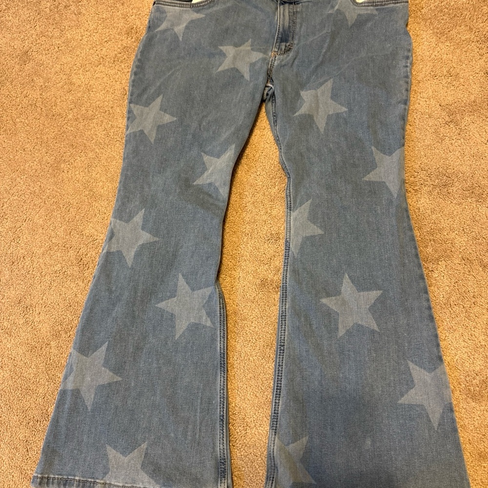 Women's Star Patterned Blue Jeans